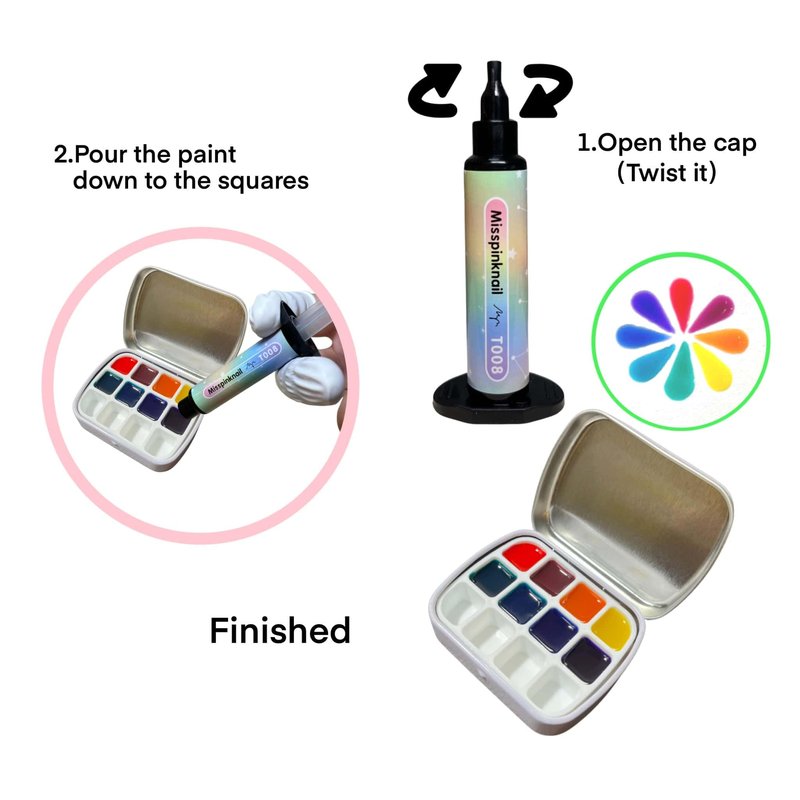 YJMyujimi Translucent jelly Gel T001-008 5g each 8colours DIY at home nail arts summer designs small case with 12 divisions black tube storage