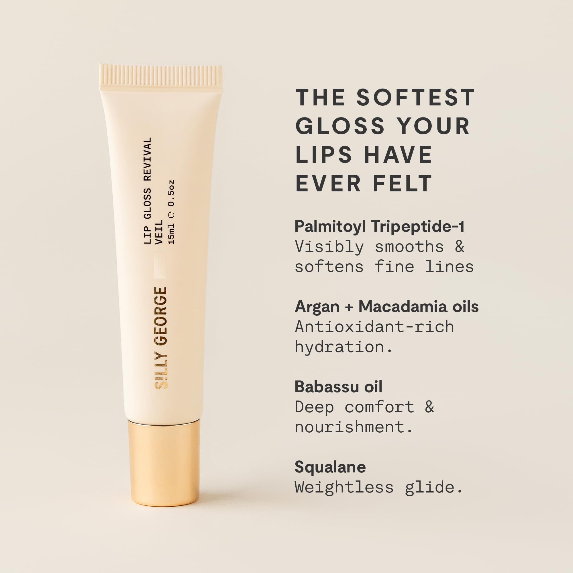 Silly George Lip Gloss Revival - Glossy Hydrating Glaze with Peptides, Shea Butter, & Moisturizing Argan, Macadamia, Babassu Oil for Dry Lips, Clean Beauty Products, Lilac 15ml Tubes