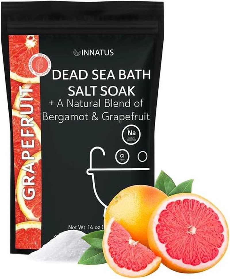 Dead Sea Bath Salt Soak - Relaxing & Detoxifying 21 Mineral Formula | 14oz Grapefruit Infused Essential Oils