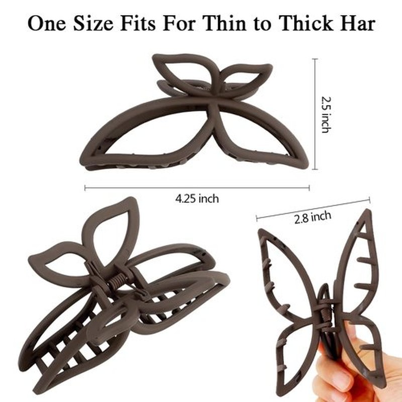AHONEY Hair Clip, 4Pcs Butterfly Claw Clips, Non Slip Cute Hair Clips for Women Girls, Matte Hair Claws, Hair Accessories (Neutral, 4 Count)