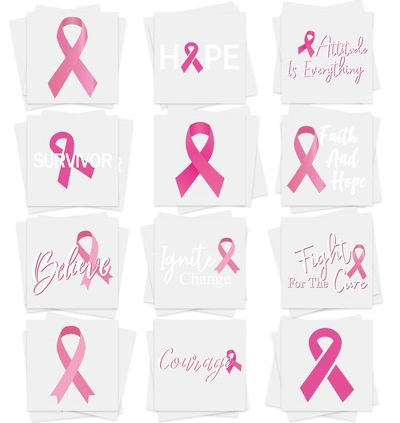 192PCS Breast Cancer Awareness Pink Ribbon Tattoos - Walk/Football Team/Run/Fundraising Giveaways Favors