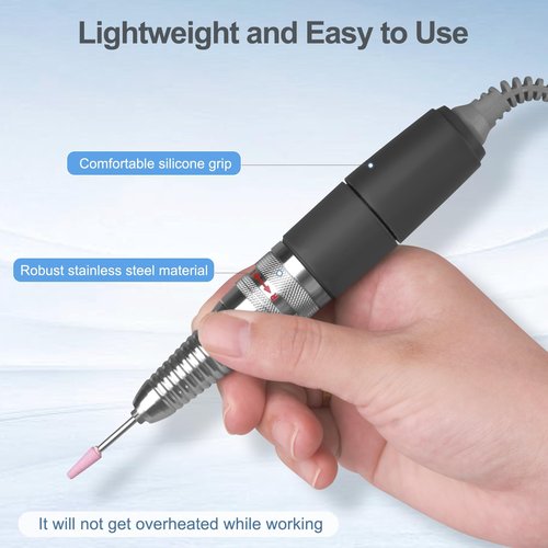 Nail Drill Handpiece for UP200 Machine, Compatible with KUPA KP55, KP60, KP5000, HoMove 35000RPM Professional Electric Nail File Handle Replacement 3 Pins, Low Noise and Comfortable (Only Handpiece)