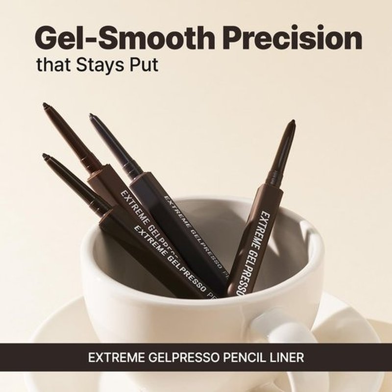 CLIO Extreme Gelpresso Pencil Eyeliner - Waterproof Gel Formula for High Pigment Color | Smudge Resistant, 001 Black Brown