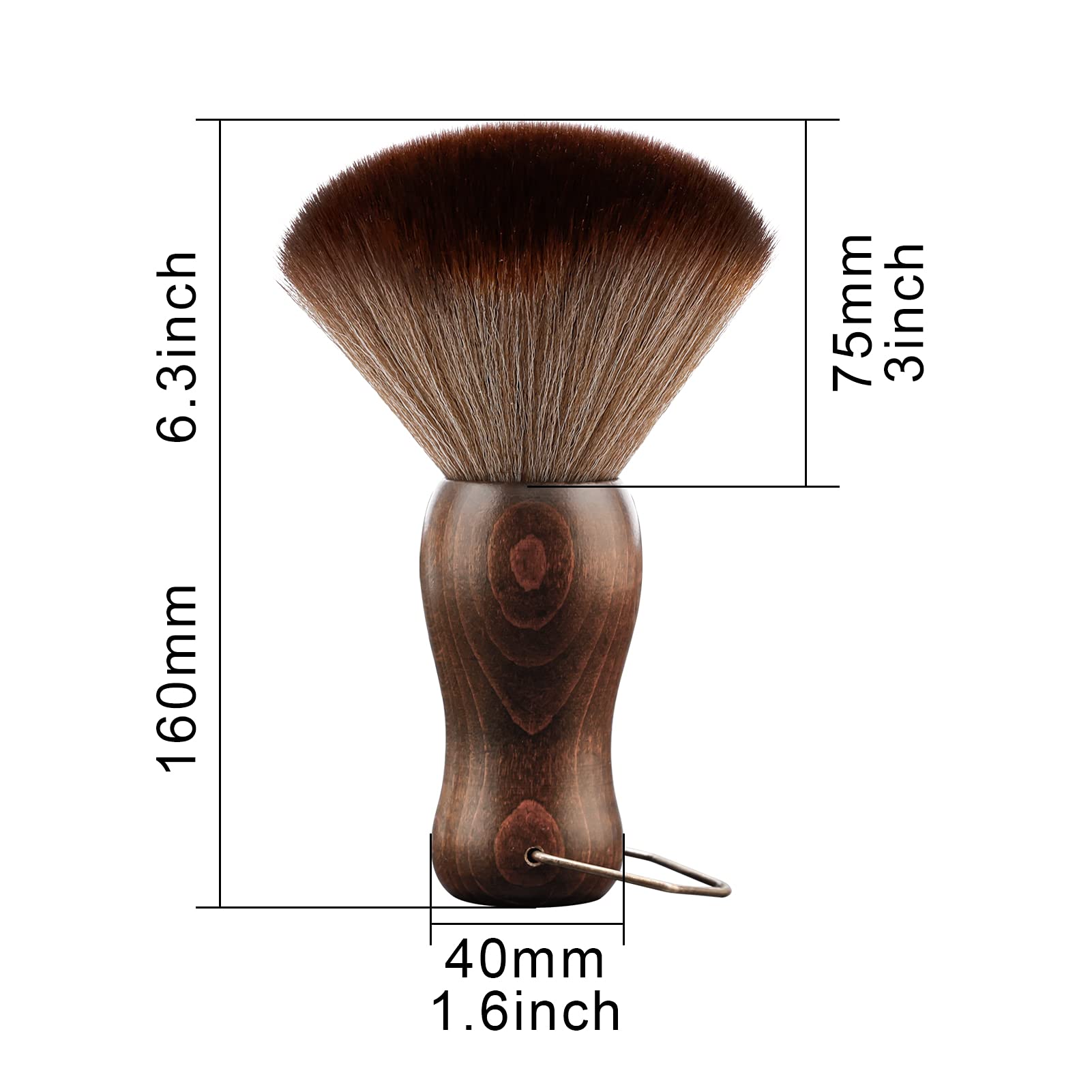 CGBARBER Barber Neck Duster Brush Wood Handle with Hook for Hair Cutting… (Neck brush+Black brush)For All Hair Type.