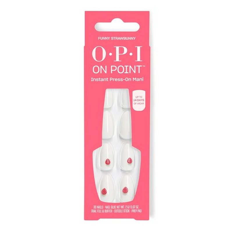 OPI On Point Press On Nails - Short Round, Squoval & Almond Styles | 30 Count with Glue | Long Lasting & Reusable