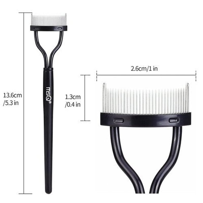 MSQ Eyelash Comb - Precision Eyelash Separator & Definer Tool with Cover | Black (1 PCS)