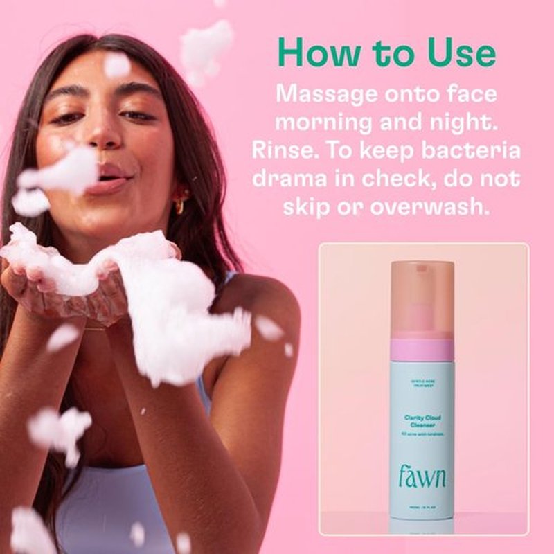 Fawn Clarity Cloud Cleanser - Glycolic Acid & Tea Tree Oil Facial Cleanser for Teen Skin | 5 Fl Oz