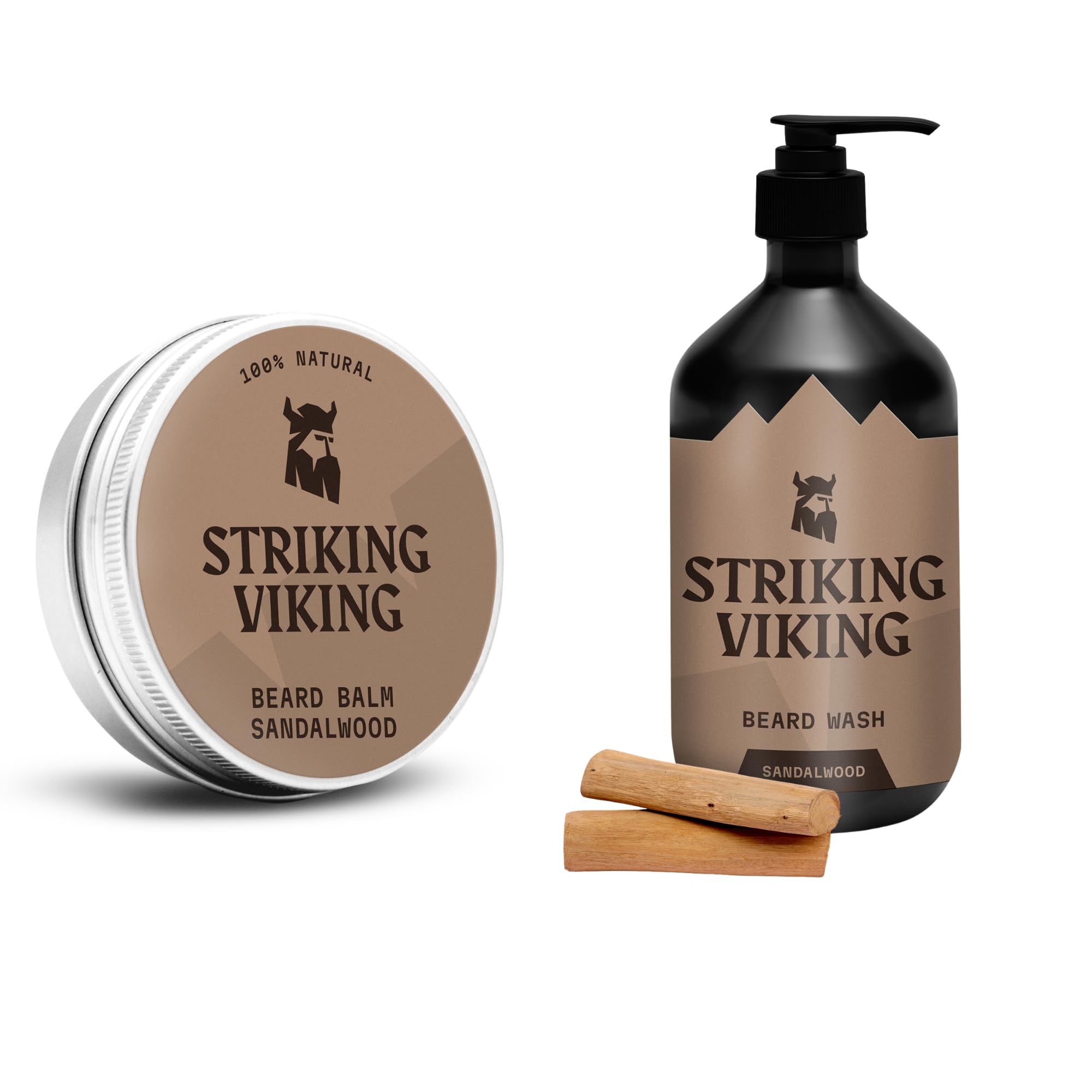 Striking Viking Beard Balm Sandalwood (1oz) & Beard Wash Sandalwood (17oz)