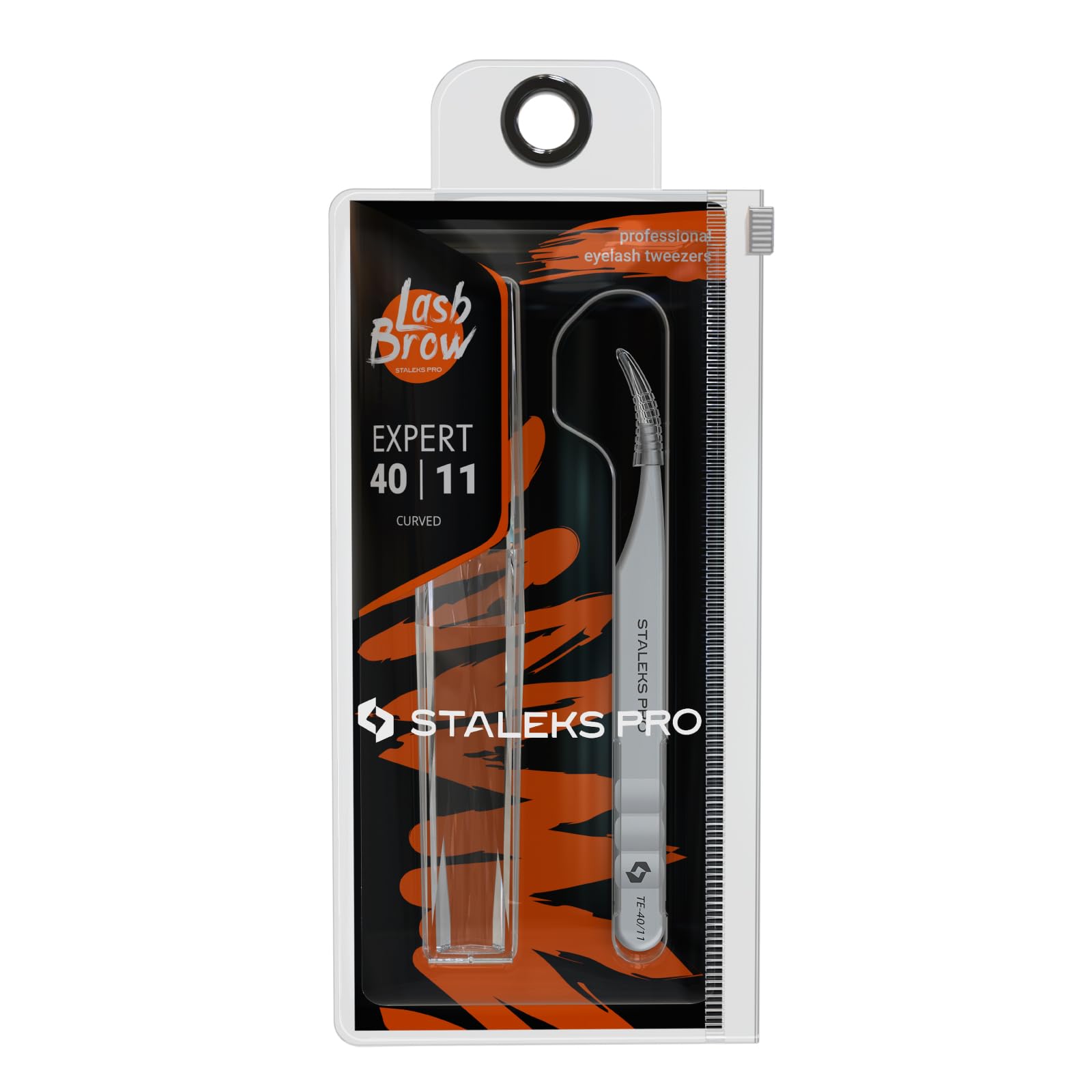 Staleks Pro Professional Eyelash Tweezers Expert 40 Type 11 – Curved – Lash Separation – Stainless Steel – Anti-Fatigue Design