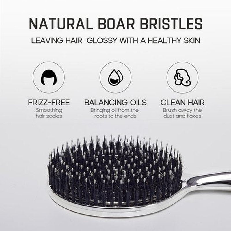 HALOVIDA Hair Brush for Women with Double layer Boar Bristle & Nylon Detangler with Elastic Air Cushion Anti Static Scalp Massage Brush for Smooth Frizz Free Hair (1 Pack）
