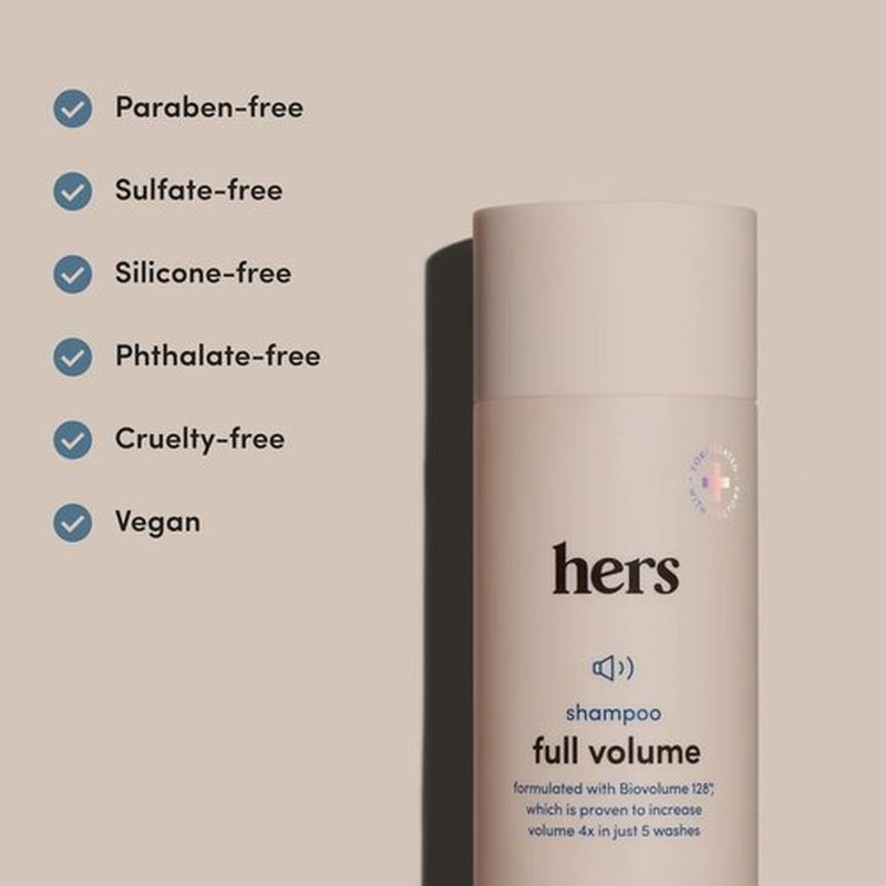 hers Full Volume Shampoo - Rice Protein & Biotin Formula - Fine Hair & Root Lift Daily Shampoo - Volumizing Hair Care - Coastal Cedar Citron Scent - 6.4 Fl Oz, 2 Pack