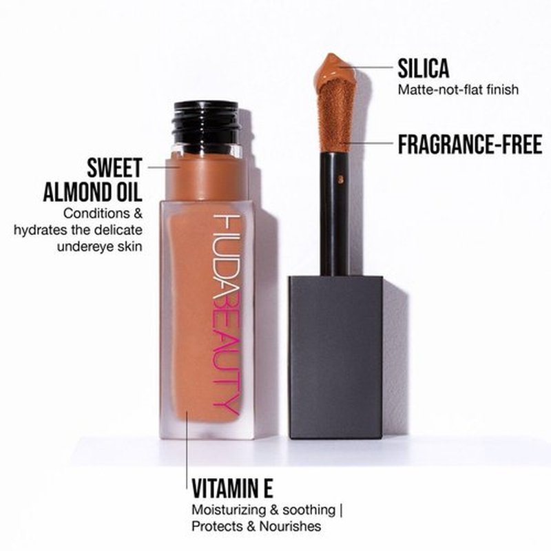 HUDA BEAUTY #FauxFilter Luminous Matte Buildable Coverage Crease Proof Concealer Nougat 2.5 Golden