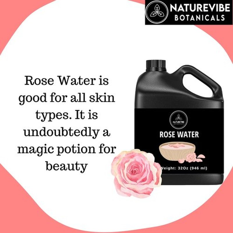 Naturevibe Botanicals Pure Rose Water Toner - 32 oz Hydrating Facial Mist & Hair Spray | 100% Natural, Alcohol-Free