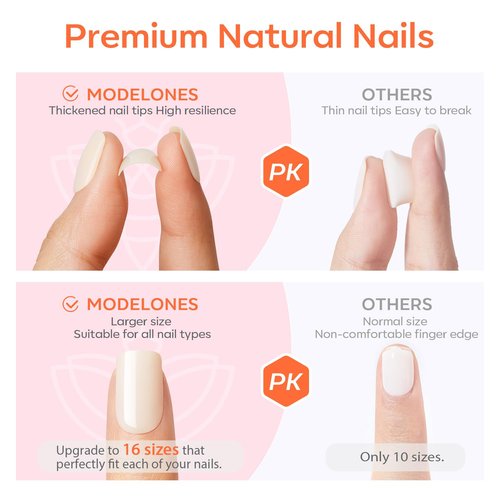 Modelones Press on Nails, Dark Red Short Square Fake Nails, Valentines Reusable Nail Kit with Nail Glue Adhesive Tabs Mini Nail File, Nails Press Ons 32Pcs16 Sizes, Women Girl Gift