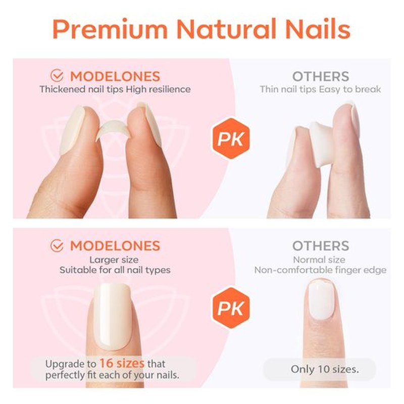 Modelones Red Press on Nails for Women, Fall Halloween Short Square Fake Nails, Reusable Nail Kit with Nail Glue Adhesive Tabs Mini Nail File, Nails Press Ons 32Pcs16 Sizes, Women Girl Gift