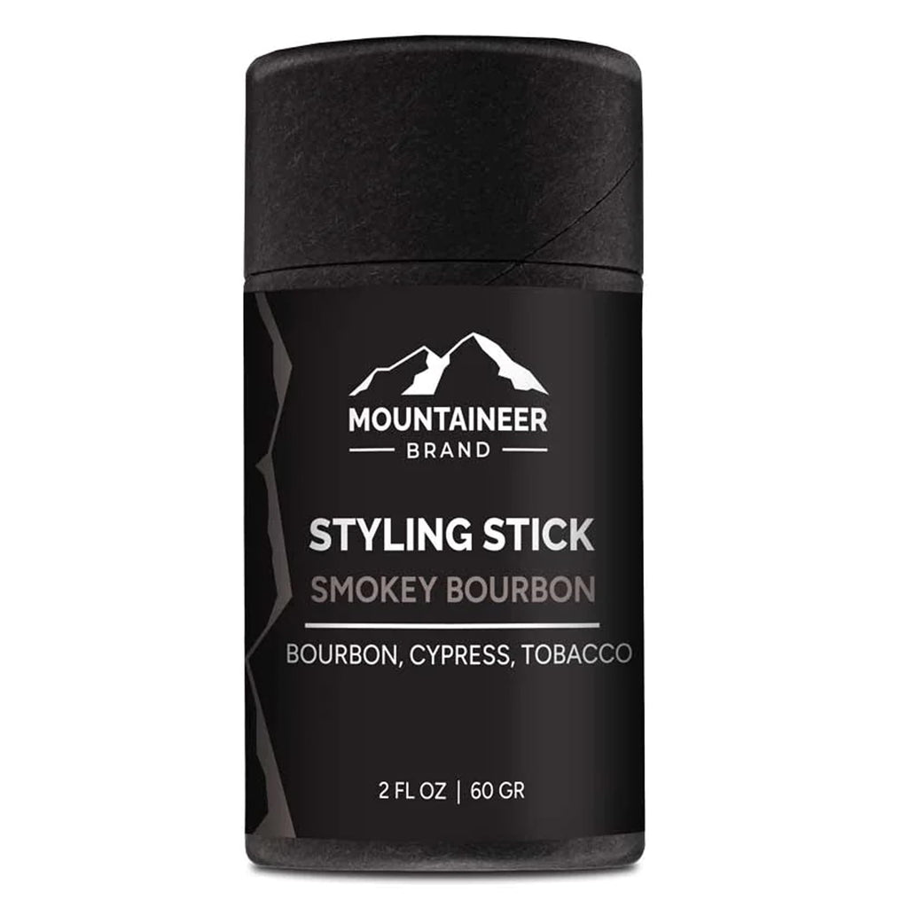 Mountaineer Brand Styling Stick - 100% Natural Beard Conditioner for Men - Hydrate, Tame Wiry Hair - Firm Hold for Easy Styling - Smokey Bourbon Scent 2oz