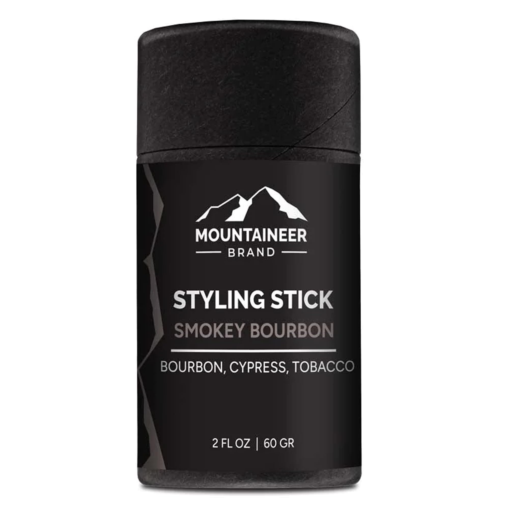 Mountaineer Brand Styling Stick - 100% Natural Beard Conditioner for Men - Hydrate, Tame Wiry Hair - Firm Hold for Easy Styling - Smokey Bourbon Scent 2oz