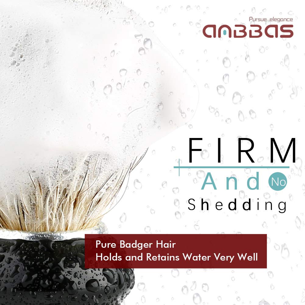 2IN1 Shaving Brush with Holder Set,Anbbas Synthetic Badger Brush with Wood Handle,Black ABS Wall Mounted Adjustable Shaving Stand for Most Wet Shave Brushes