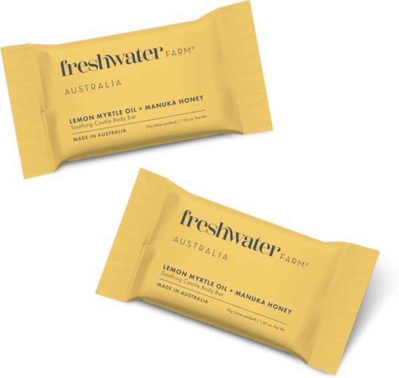 Freshwater Farm Australia Guest Soap Bars|Lemon Myrtle Oil & Manuka Honey Guest Soaps/Mini Soaps | Triple-Milled| 30g x 32 pack for Hotels & Airbnb