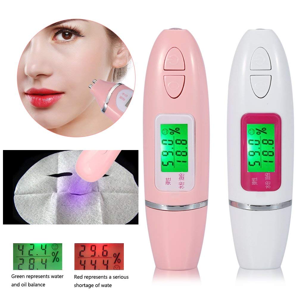 Skin Analyzer, Digital Skin Tester, LCD Display Precision Skin Sensor Tester, Handheld And Portable Water Analyzer (White)