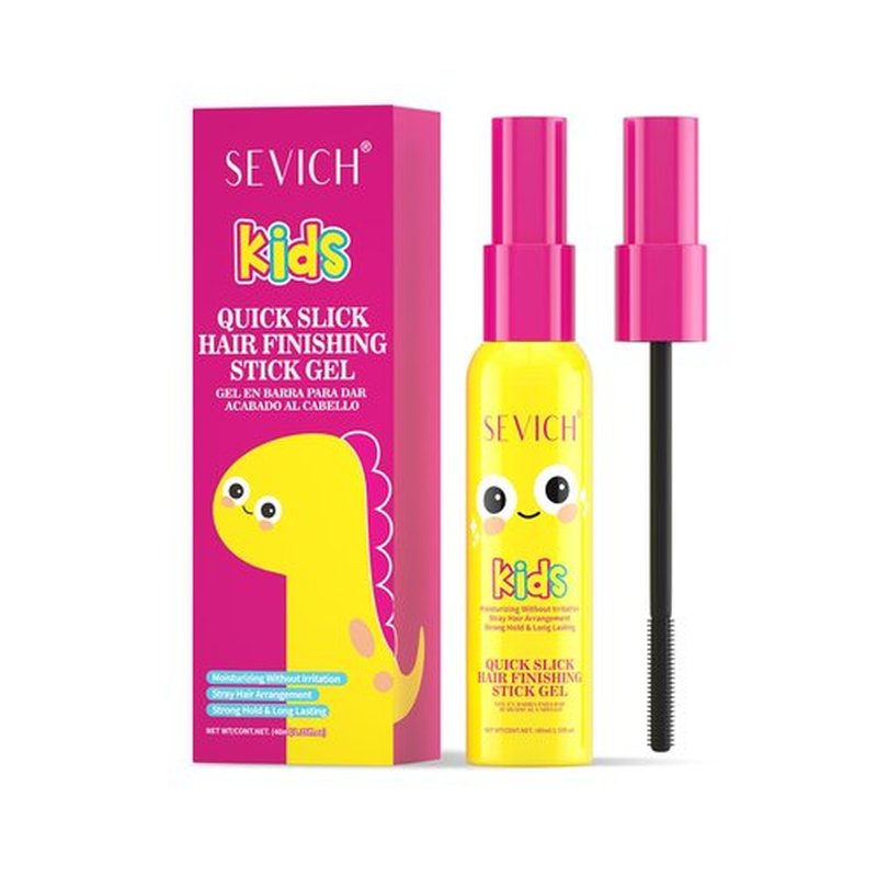 SEVICH Kids Quick Slick Hair Finishing Stick Gel - 40ml Stray Hair Tamer with Dinosaur Design, Gentle Brush-On Formula for Baby Hairs & Flyaways