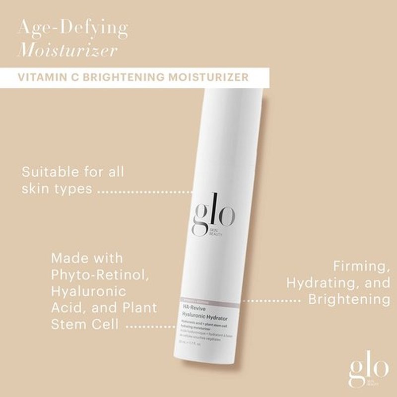 Glo Skin Beauty HA-Revive Hyaluronic Hydrator - Hydrating Facial Moisturizer with Hyaluronic Acid & Plant Stem Cells, 1.7 Oz