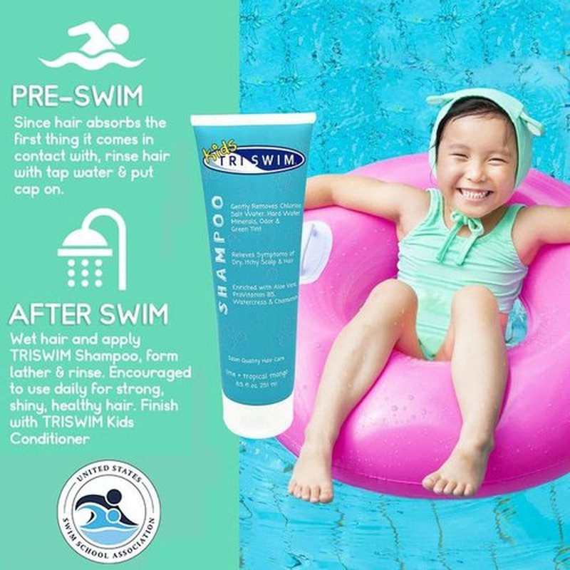 TRISWIM Kids Shampoo & Conditioner Set – 8.5oz Each | Removes Chlorine, Salt Water, Hard Water | Hydrates, Detangles, Restores | Helps Build Strong and Healthy Hair | For Everyday Use