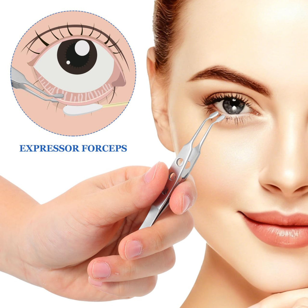 iplusmile Meibomian Gland Expressor Forceps Stainless Steel Eyelid Compressor Tweezers for Mild Gland Expression Dry Eye Care Smooth Edge Non-Slip Grip 4.13 in