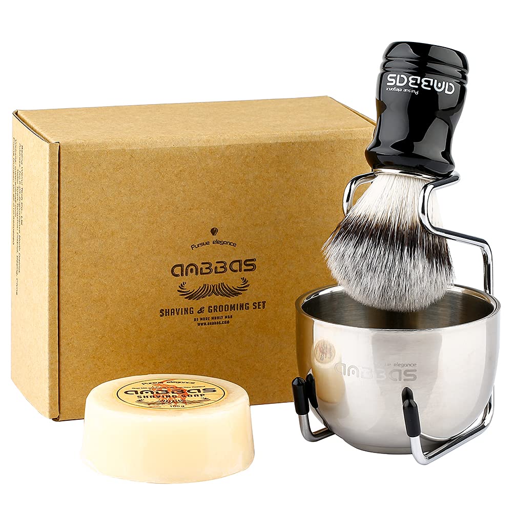 Anbbas Shaving Brush Set,with Stand and Soap,Bowl Lather for Men Wet Shave