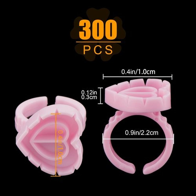 POCMKO 300PCS Heart Shape Eyelash Extension Rings, Lash Glue Cup for Volume Lashes Fan, Eyelash Extension Lash Rings