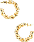 Wowshow Gold Hoop Earrings - 14K Gold Plated Chunky Small Hoops for Women | Lightweight Jewelry Gifts (14/20/30/35/45MM)