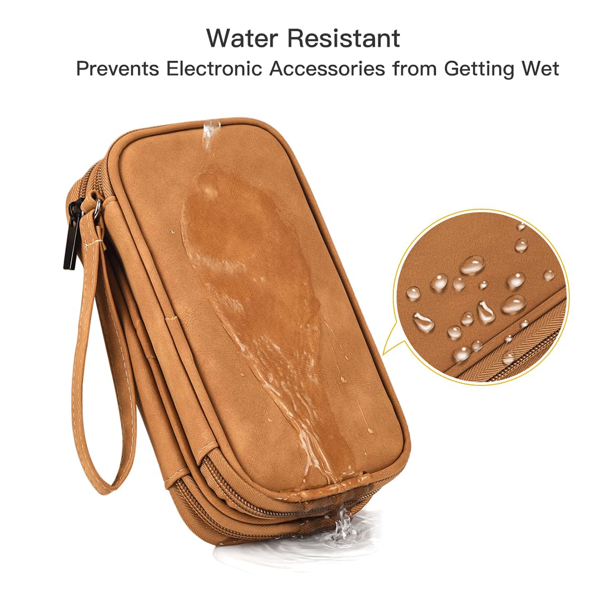 CAAORDKSO Travel Cable Organizer Pouch Electronic Accessories Carry Case Water Resistant Accessories Organizer Pouch Bag for Cable, Cord, Charger, USB, Phone, Power Bank, Earphone (Brown, Medium)