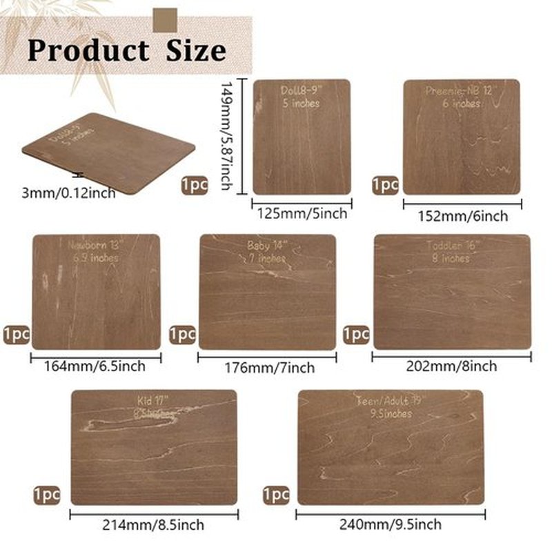 FINGERINSPIRE 7 Pcs Wooden Head Band Hair Bow Size Guide Measuring Boards 7 Size Camel Color Rectangle Headwraps Size Guide Measuring Templates Bow Tie Boards for Woman Hair Bows Gift Bows DIY