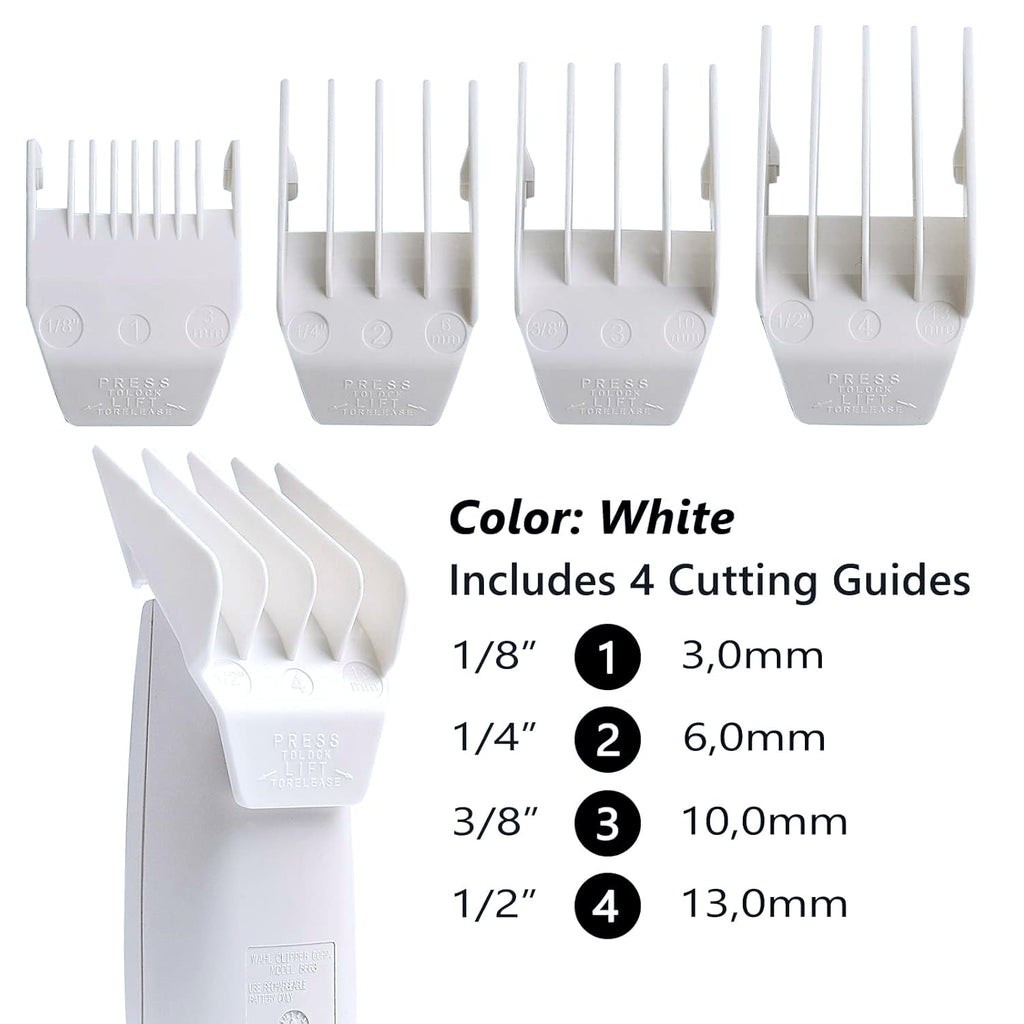 2 Pack Professional Peanut Replacement Blades with 4 Professional Clipper Guards, Precision Ground for Smooth Cutting, Snap-On Design, Compatible with Wahl Peanut Clipper/Trimmer #2068-300, White