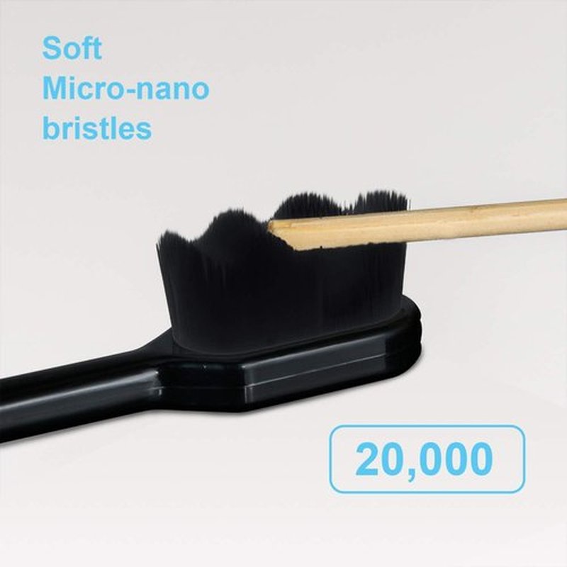 Patelai 8 Pcs Micro Nano Toothbrush Set - 20,000 Extra Soft Charcoal Bristles for Sensitive Teeth | Black