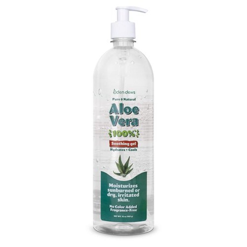 Eden Dews Organic Aloe Vera Gel 100% Pure & Natural Gel, Moisturizing, Face Skin & Hair Care, Made in USA, Unscented (1, Large (32 OZ)