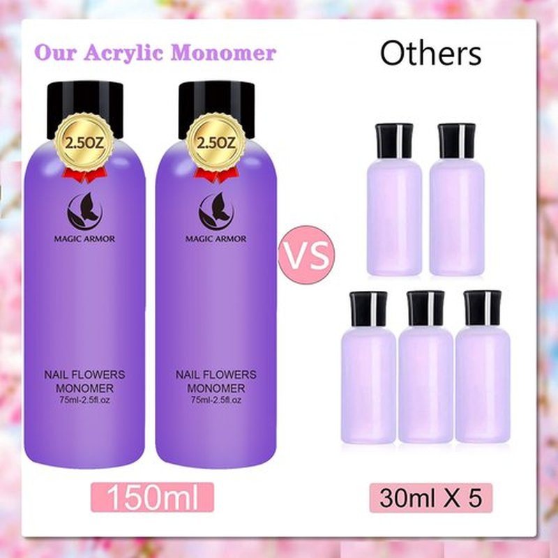 MAGIC ARMOR Acrylic Liquid Monomer - 150ml Professional Acrylic Monomer for Nail System Kit, Quick-Dry for Nail Extensions