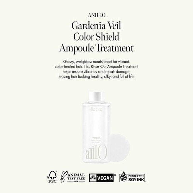 ANILLO Gardenia Veil Color Shield Ampoule Treatment – Shine-Boosting Hair Mask for Color-Treated Hair – Protein & Amino Acid Complex, Daily Use, Silicone-Free, 200 ml / 6.76 fl oz