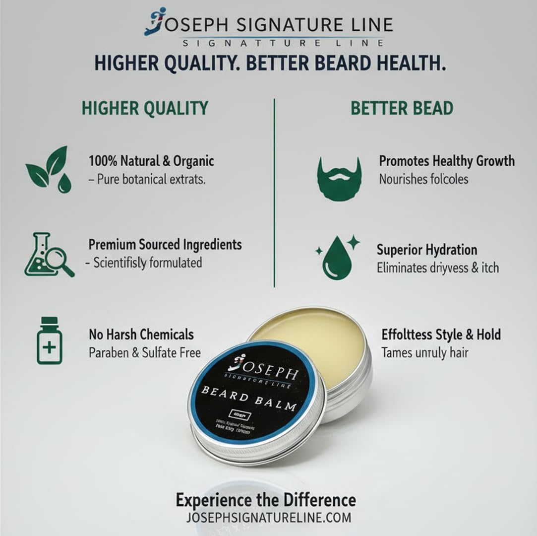 Joseph Signature Line Beard Balm for Men - Beard Growth Balm with Beeswax & Olive Oil - Moisturizing, Hydrating and Softening Cream - Sage Scent - 2 oz (Sage)