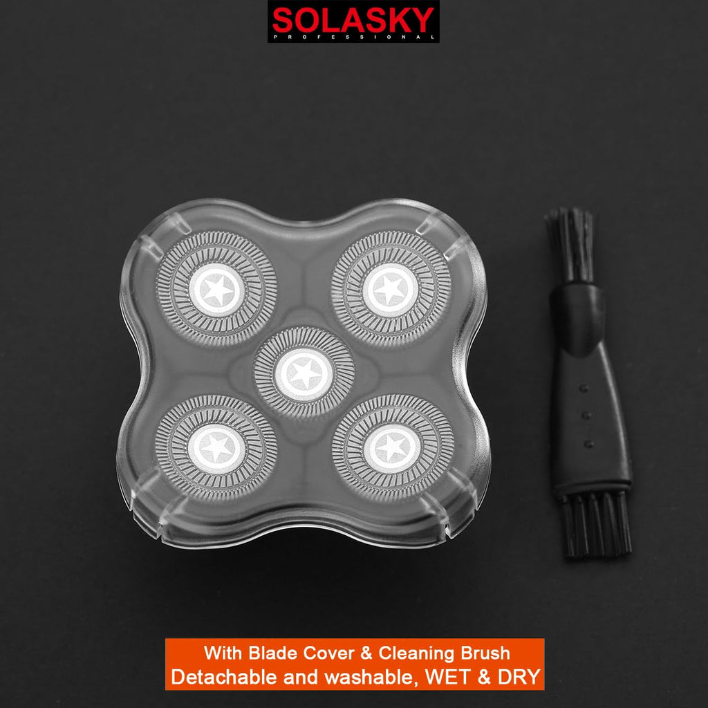 SOLASKY Universal 5 Blades Shaver replacement Heads Compatible with FREEDOM Head Shaver,Universal replacement heads (5 Blades Black)