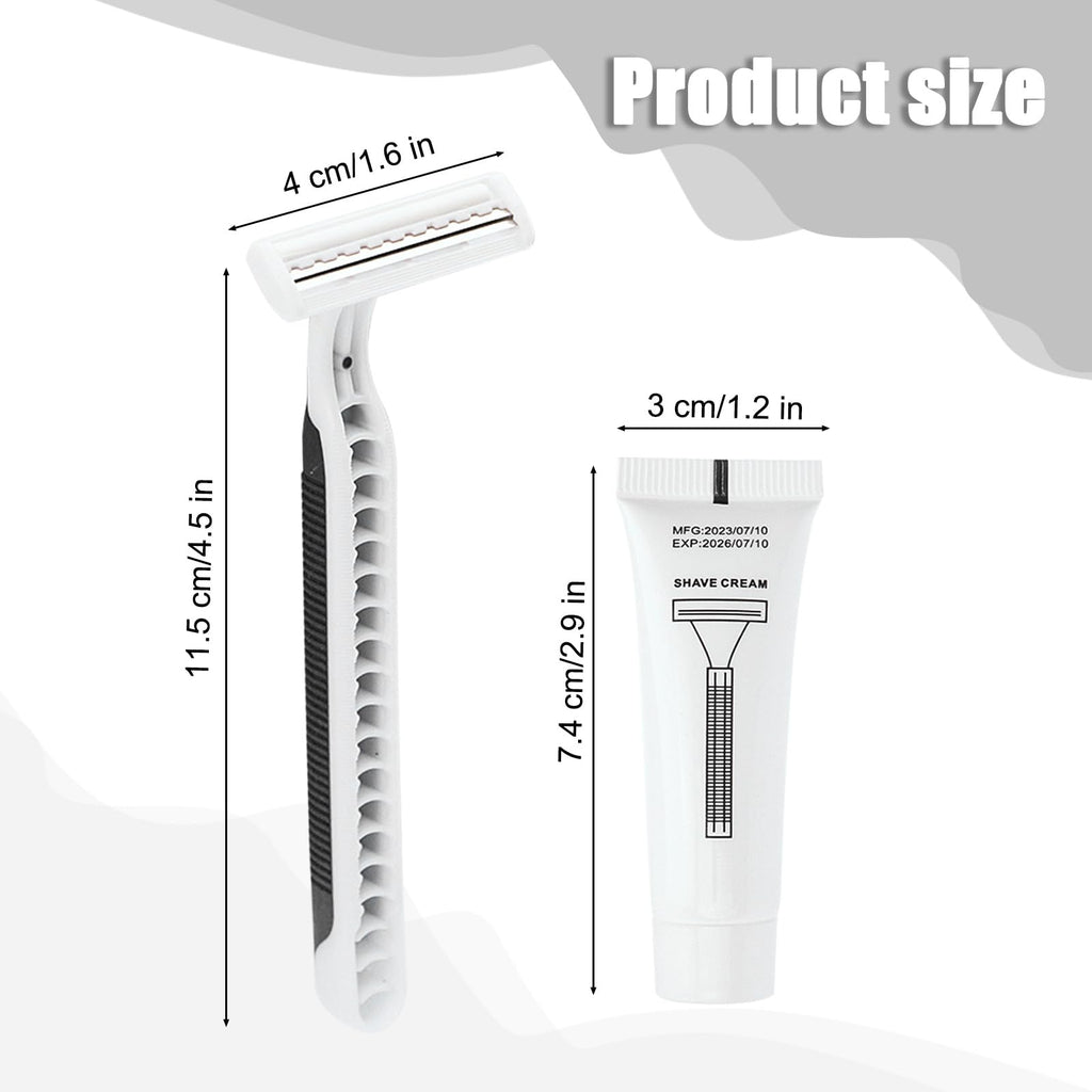Disposable Razors in Bulk Pack of 30,Black Disposable Shaving Razors Individual Wrapped Twin Blade Bulk Disposable Razors with Clear Cap and 10g Shaving Cream for Homeless,Hotel,Travel,Charity,Shelter