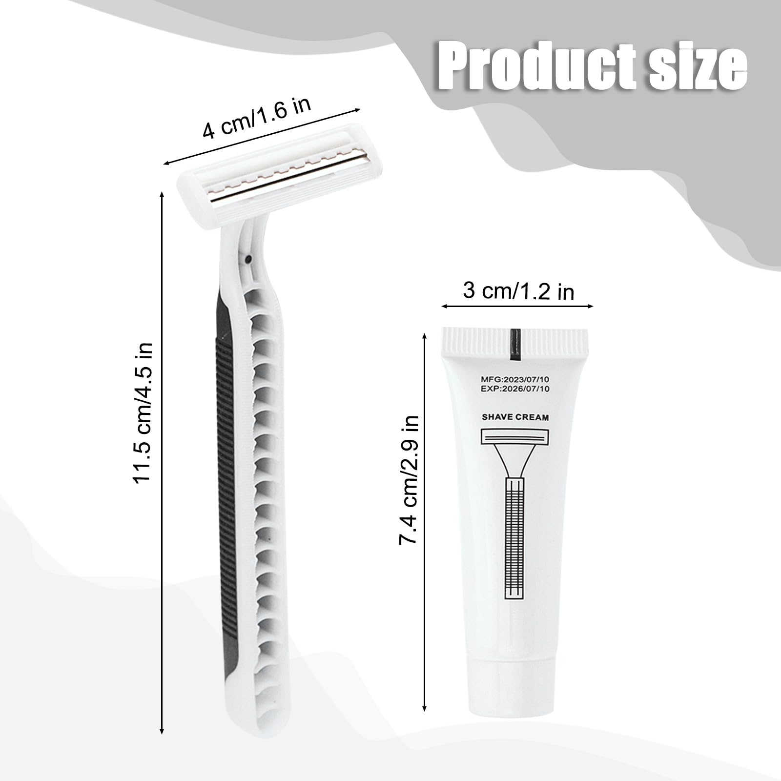 Disposable Razors in Bulk Pack of 30,Black Disposable Shaving Razors Individual Wrapped Twin Blade Bulk Disposable Razors with Clear Cap and 10g Shaving Cream for Homeless,Hotel,Travel,Charity,Shelter