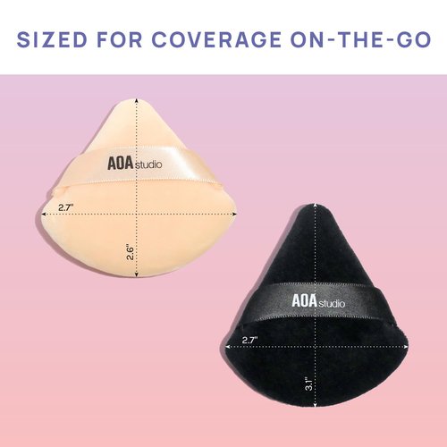 AOA Studio Velvet Puffs - Makeup Blender Sponge Set of 6 for Loose Powder | Black & Peach Colors