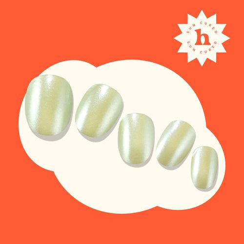 heyhae Semi Cured Gel Nail Strips | No LED Lamp Needed | Summer, Chrome, Green | Easy Apply & Remove, Salon Quality | Includes 28 Strips, 1 Prep Pads, Nail File & Wooden stick - Hey, Pistachio Crush