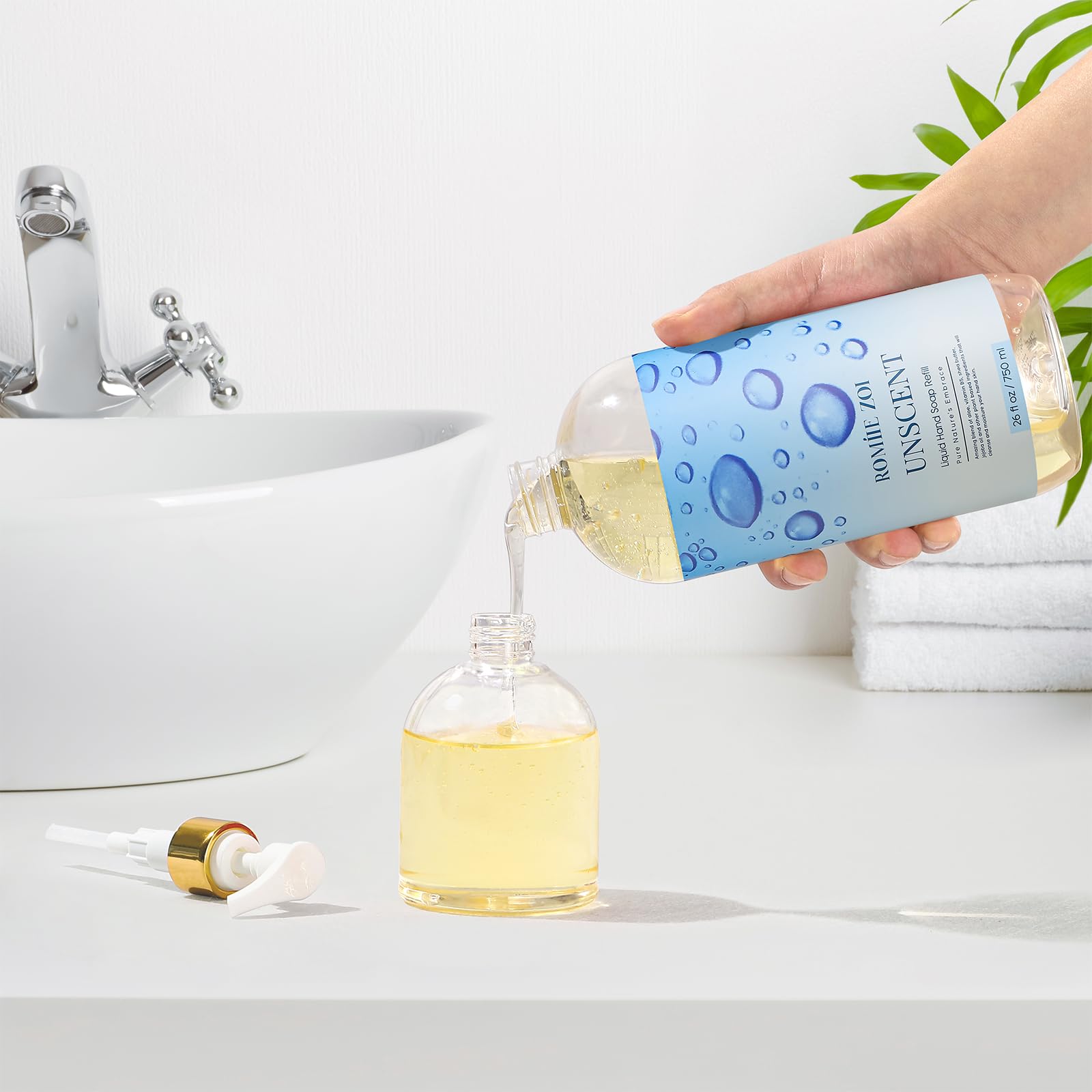 ROMIIE ZOI Liquid Hand Soap Refill, Unscented, Gentle & Moisturizing Formula, 750 ML/ 26 FL OZ