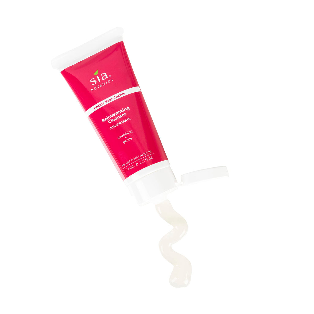 Sia Botanics Rejuvenating Facial Cleanser (74ml/2.5oz Eco Tube) | Face Wash w/Prickly Pear, Aloe Vera, Orange Blossom | Natural, Clean, Botanical Skincare for Women