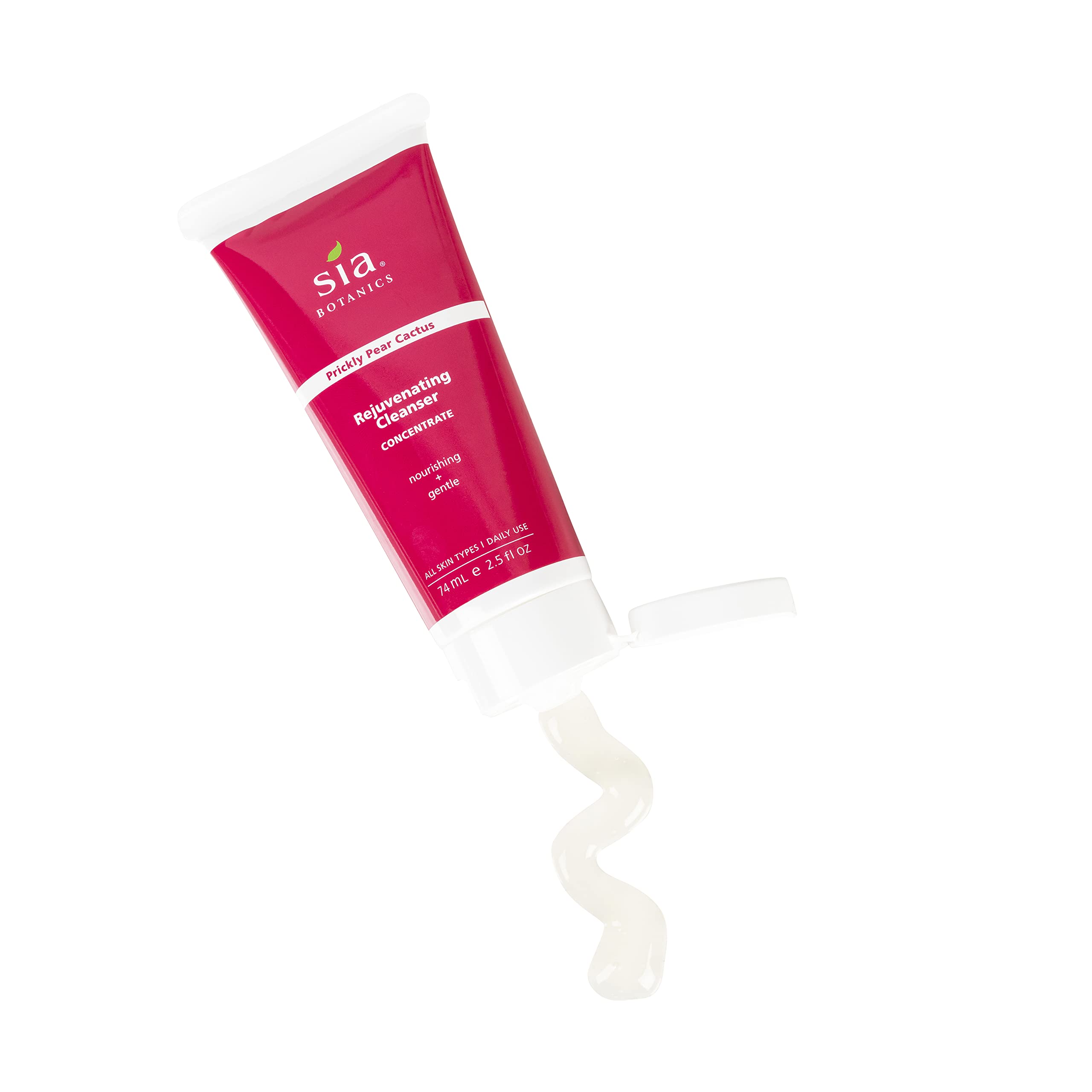 Sia Botanics Rejuvenating Facial Cleanser (74ml/2.5oz Eco Tube) | Face Wash w/Prickly Pear, Aloe Vera, Orange Blossom | Natural, Clean, Botanical Skincare for Women