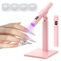 Mini UV Light for Nails,Pink Portable Small Handheld UV Light for Gel Nails,Cordless Rechargeable Flash Cure Lamp,Squish Pen Gel Lamp with Stand for Home/Manicure/Salon,Nail Supplies/Tools/Accessories