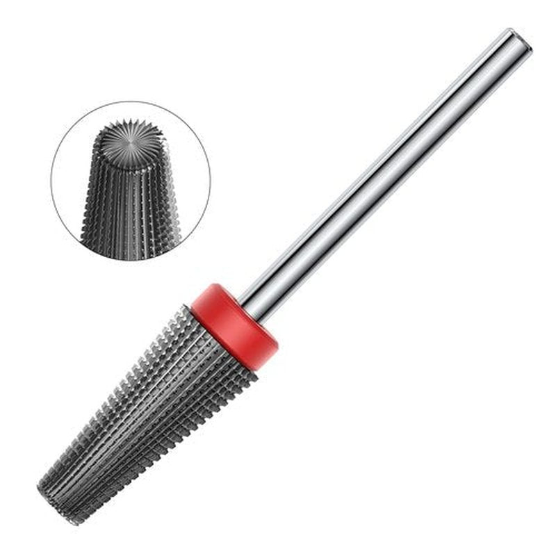 5-in-1 Nail Drill Bit, Professional Tungsten Carbide E File Bit, Two-Way Rotation for Left/Right Hand Use, Fine Grit for Cuticle Removal, Shaping, Pedicure (3/32" Shank)