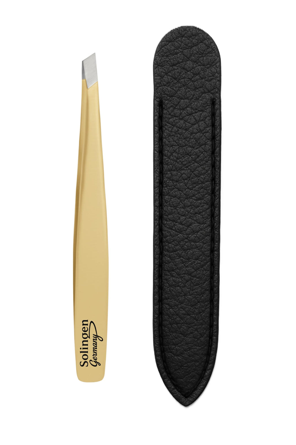 Made in Solingen, Germany - Apexay Professional Slant Tip Tweezers – Premium German Steel, Ultra Precision Grip, Salon Quality for Eyebrow and Fine Hair Removal (Gold)